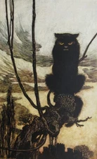 Benevolent Cat – Arthur Rackham Circa 1920 Art Print Surreal Fantasy Gothic