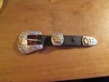 Vintage 1995 silver  gold tone Western style 3 pc Belt Buckle set