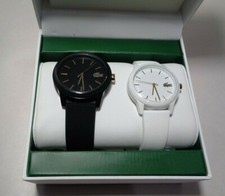 Lacoste 12.12 2070003 Black White Gold New Women's Men's Wristwatch Watch Set