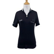 Golfino Polo Shirt Womens 6 Black Quarter Zip Embroidered Logo Performance Golf