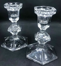 2 Vintage Beyer Clear Lead Crystal Candle Holders Bavaria West Germany 5"