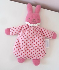 Trousselier Pink Polka Dots Bunny Baby Comforter Ratlle Blankie Soother Soft Toy