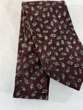 Henry Grethel Mens Italian Silk Burgundy Geometric Design Necktie Made In USA