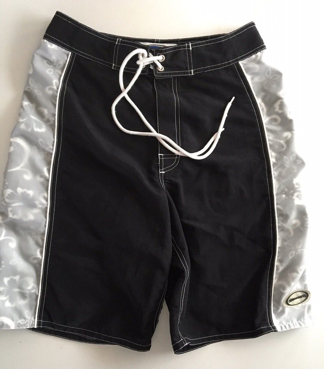 Black/White Sideout Board Shorts Swim Trunks Beach Volleyball Size 28 Waist
