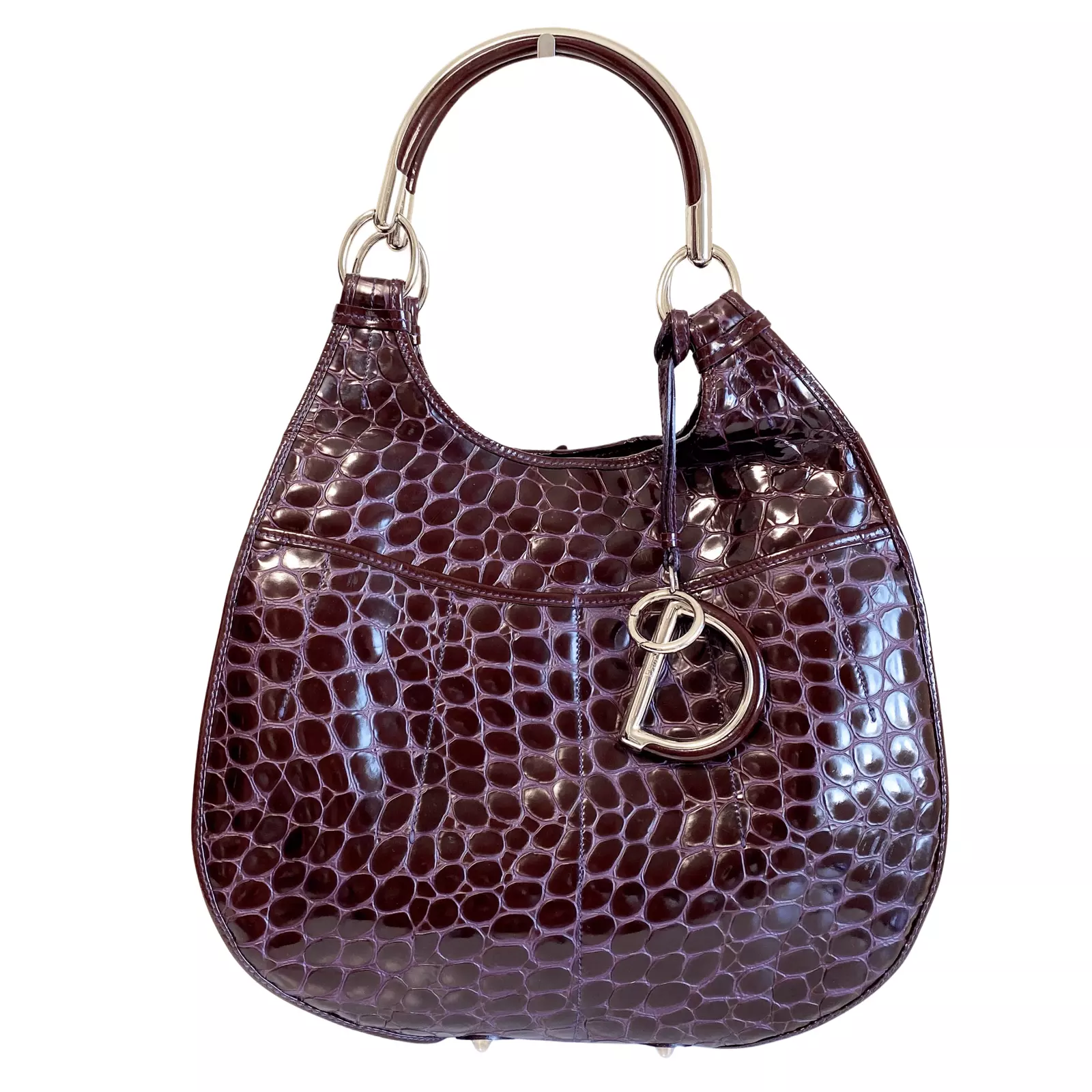 Sac fourre tout DIOR Dior 61 violet patiné poignée en relief