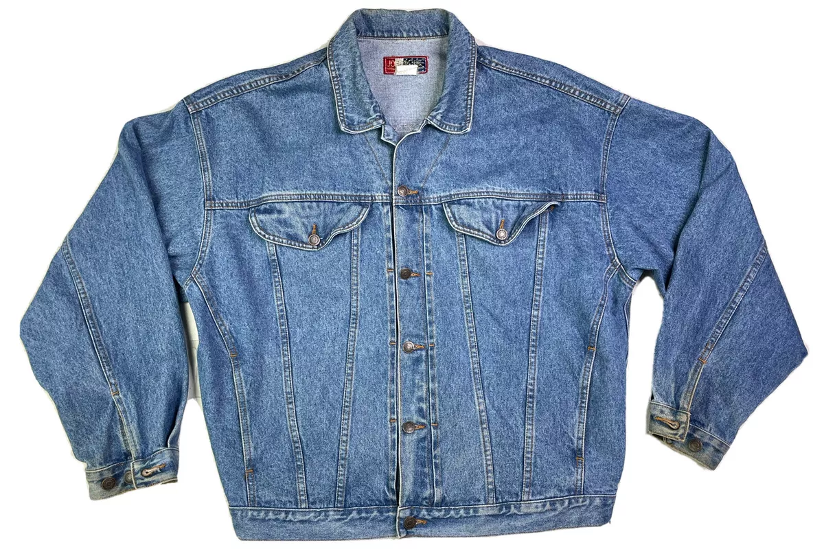 VINTAGE 80 S 90 s MENS JORDACHE BLUE DENIM JEAN JACKET XL 100 COTTON