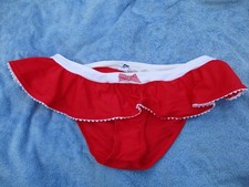 new look unused bikini bottoms pants kelly brook red bow frill size 14 white