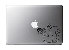 Cute Cartoon Squirrel Eating Mushroom - Adorable Black Vinyl Decal Decor for 13"