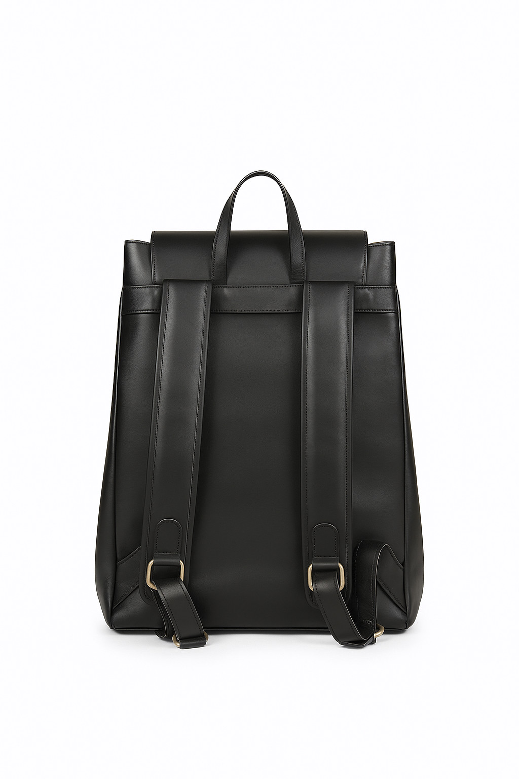 Black Leather Drawstring Backpack Rucksack – Dual… - image 2