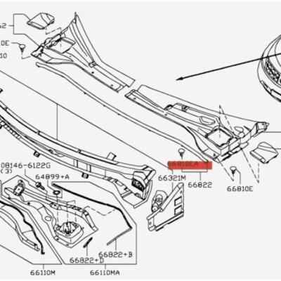 Original Nissan Scuttle Verkleidung Clip für Silvia S15 Spec R 65810K2009
