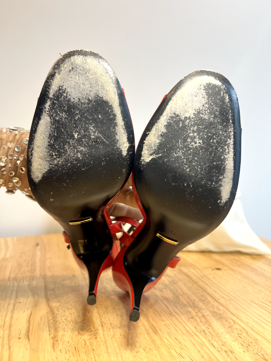 GUCCI Red Leather Sling Back Heels for Women - Recent