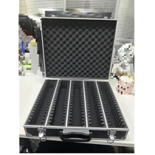 Black Aluminum Frame Storage Box with Lock for 100 PCGS NGC Coin Holders Slabs