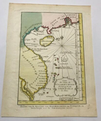 COCHINCHINE TONKIN MACAO 1760 NICOLAS BELLIN NICE ANTIQUE MAP 18TH CENTURY - Picture 1 of 5