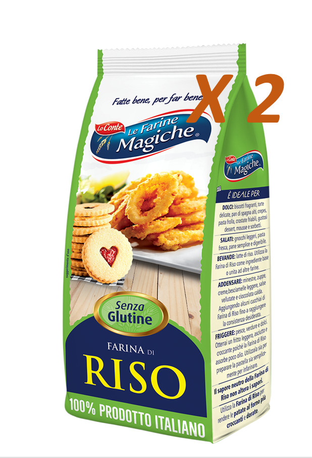 FARINE MAGICHE ""LO CONTE"" 1 KG 100% Italian gluten-free rice flour ( 2 x 500g )