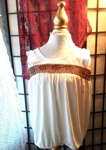 Women Top To The Max NEW Yellow Brown Beads Frontal Ivory Strapless-Tub Fx - Picture 7 of 12