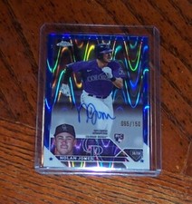 2023 TOPPS CHROME NOLAN JONES RC AUTO Blue Ray COLORADO ROCKIES RA-NJ 65/150