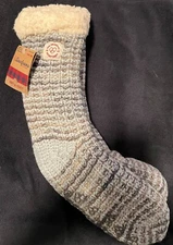 NWT Womens Dearfoam High Slipper Socks Sherpa Lined - Heather Gray - One Size