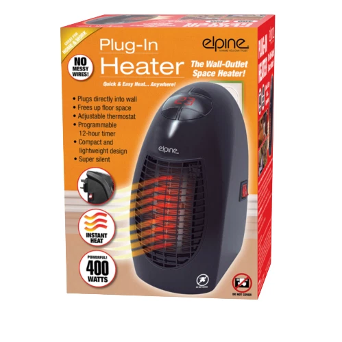 400 Watts Elpine Plug-In Heater With Remote No Wire,The Wall-Outlet Space  Heater | eBay