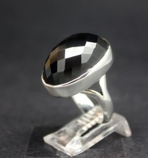 GENUINE BLACK ONYX FACETED RING set in .925 STERLING SILVER FREE SHIPPING  