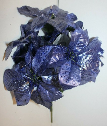 1 Christmas Bush 14" Glitter Sparkling w/ 5" Poinsettia Flowers each Decoration - Picture 6 of 22