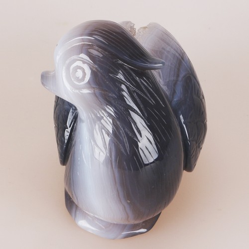 4.9" Natural Geode Agate Quartz Crystal Hand Carved Mandarin Duck Carving 915g - Picture 3 of 8