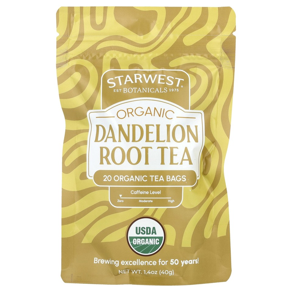 Organic Dandelion Root Tea,  20 Tea Bags, 1.4 oz (40 g)