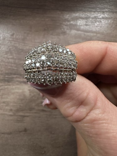 2 Carat Natural White Diamond 10k Yellow Gold Cocktail Ring Size 7