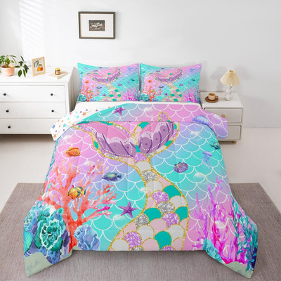 Erosebridal Mermaid Tail Comforter Setkids Fish Scales Down Comforter