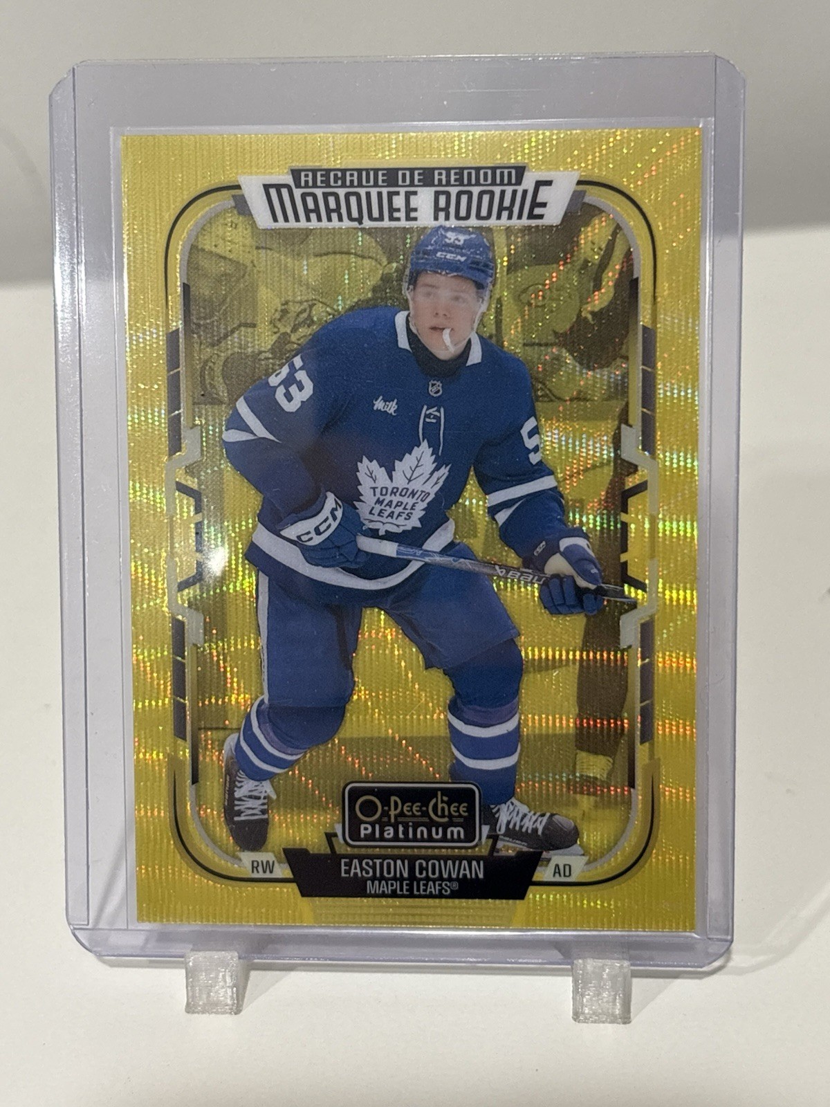 2025-26 O Pee Chee Platinum Easton Cowan Marquee Rookie Neon Yellow Surge #287