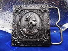 Vintage 1975 Native American Indian Chief Bergamot Brass Works Buckle for Belt