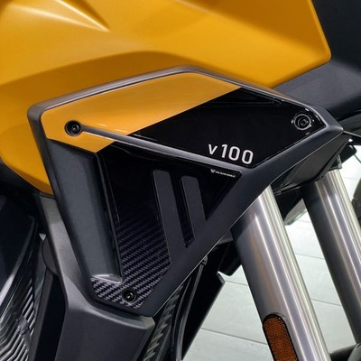 3D Seitenaufkleber Seiten Seiten Moto Guzzi Stelvio 2024 2025 2026 gelb kompatibel