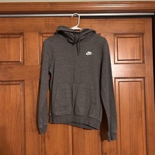 Nike Fleece Pullover Hoodie Gray Women s Size S Kangaroo Pocket Drawstring