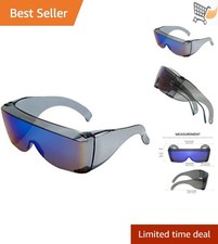 Large Fit Over Safety Glasses Blue UV-Protection Wraparound Tinted Anti Scratch