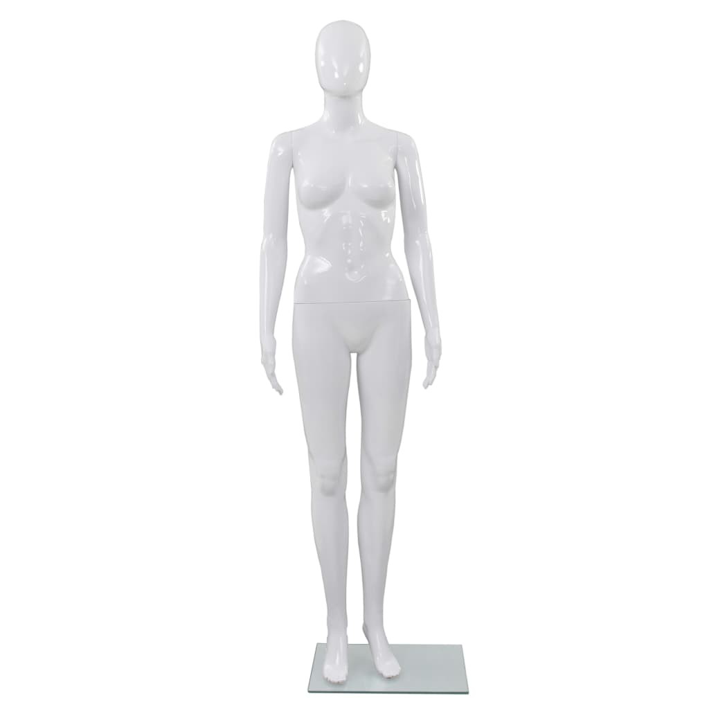 Manichino Donna Figura Intera Base in Vetro 175cm Bianco Lucido 2805556