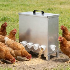 Automatic Chicken Feeder 85-120 lbs 10 Port Galvanized for Turkeys Quails Ducks