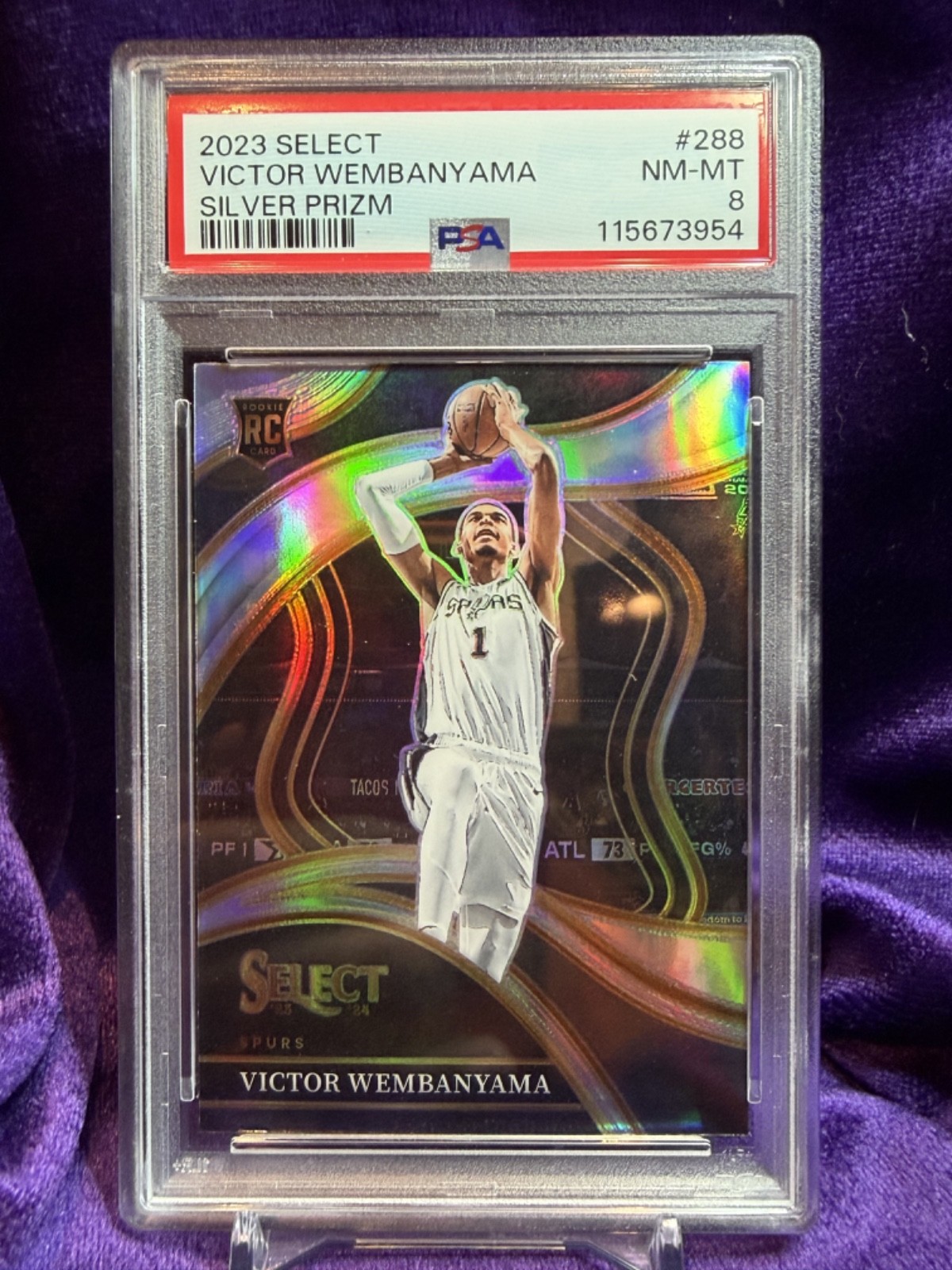 2023 SELECT VICTOR WEMBANYAMA COURTSIDE SILVER PRIZM  PSA 8