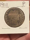 1911 P Barber Half Dollar 90% Silver 50 Cent NICE SCARCE US OLD RARE Coin