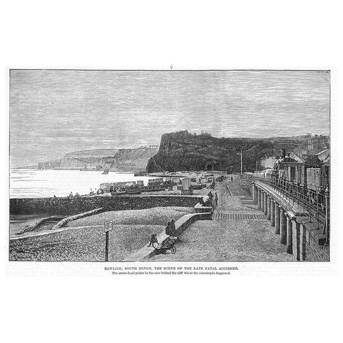 DAWLISH View of the Town - Antique Print 1885