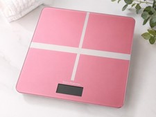 Pink Digital Bathroom Scale LCD Tempered Glass Body Weight Scale Modern Design
