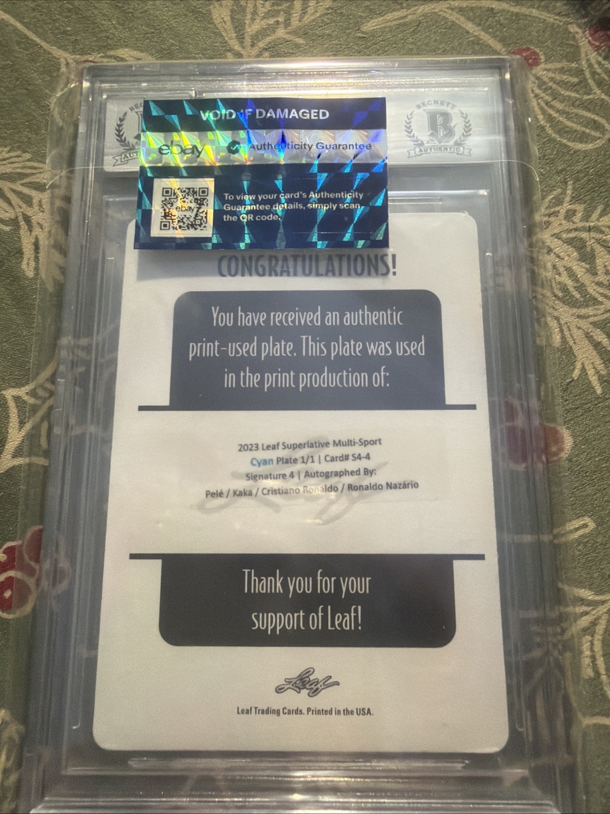 2023 Leaf Printing Plate Cristiano Ronaldo Pele 1/1 BAS7.5/9 AUTO eBay Authent view 2