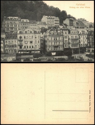 Postcard Karlsbad Karlovy Vary Anfang der alten Wiese 1914