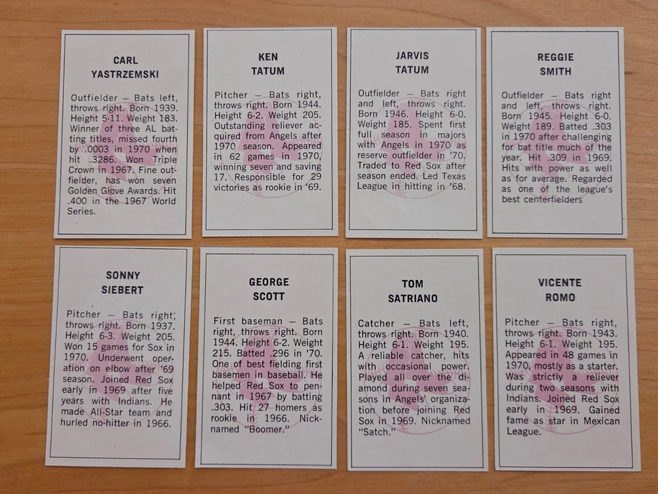 Conjunto de 24 estampillas de jugadores Dell Today Team 1971 de los Medias Rojas de Boston 8 excelentes *WSC* Foto 2 de 4