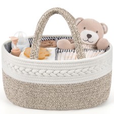 Baby Diaper Caddy Organizer, X-Large Cotton Rope, Rustic Style, Portable, 3 C...
