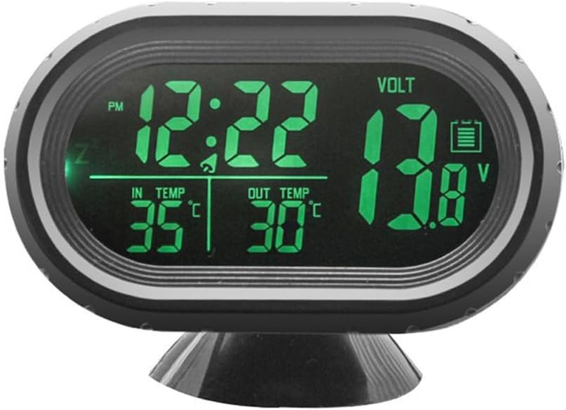Multimetro Digitale 3 in 1 per Auto - Orologio, Termometro e Voltmetro LCD