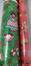 2 NIP 80's VTG Christmas Gift Wrapping Paper Rolls 55 Sq Ft 