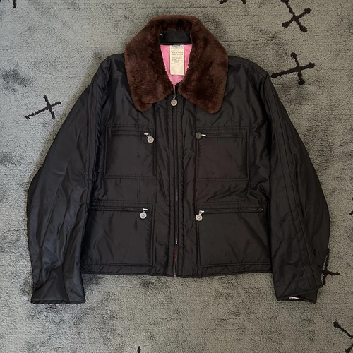 Archivio Chanel Autunno 1997 97A Giacca Bomber Collo Pelliccia Vintage