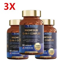 3PCS Magnesium 12-in-1 Complex Capsules 700mg 120 Capsules Dietary Supplement 0.19 per thousand milligrams