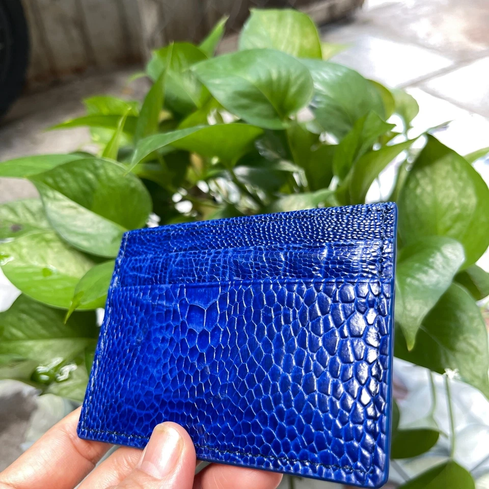 BLUE GENUINE OSTRICH LEATHER SKIN CREDIT CARD HOLDER/ WALLET CARD HOLDER FOR MEN - Image 3 of 4
