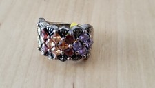 STERLING SILVER CRYSTAL RINGS,925 SIZE 6, MULTI, 5.6 grams