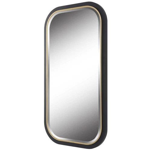 Uttermost Nevaeh Rectangle Contemporary Metal and MDF Mirror in Black/Gold - Picture 3 of 6